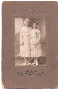 First Communion Portrait of Betty (left) and unidentified girl. About 1910.